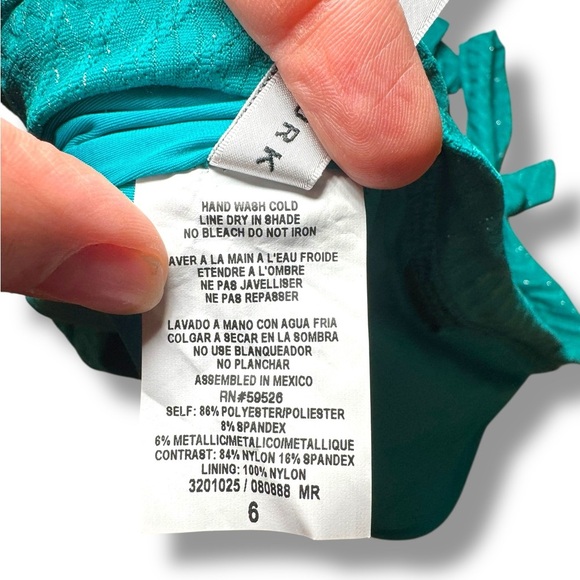 Trina‎ Turk Blue One-Piece Swimsuit with Sparkly Chevron Pattern Sz 6 EUC - Picture 7 of 13